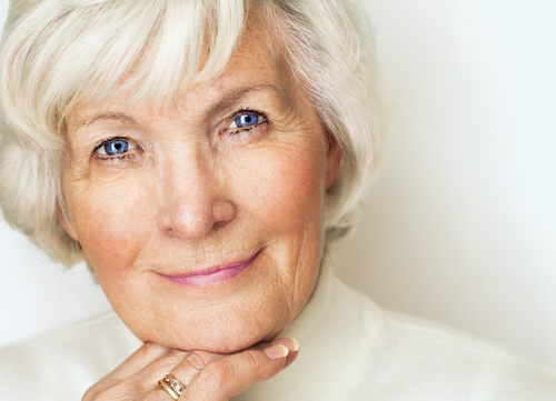 Older Woman With Clear Blue Eyes