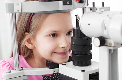 Child receiving an eye exam