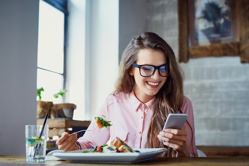 Young woman researching LASIK Eye Surgery 